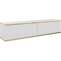 Emporius Furniture TV-Lowboard Rodi - TV-Schrank 135 cm, Wohnzimmer, PUSH TO OPEN, TV-Möbel mit 2 Klappen + MDF (Weiß)