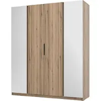 Masseno Drehtürenschrank CAGLIARI 200 cm Kleiderschrank Schlafzimmer Schrank 4-türig mit Spiegel Goldfarben