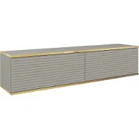 Emporius Furniture TV-Lowboard Rodi - TV-Schrank 135 cm, Wohnzimmer, PUSH TO OPEN, TV-Möbel mit 2 Klappen + MDF (Grau)