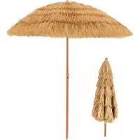 KOMFOTTEU Sonnenschirm Strand 200cm, Hawaiischirm Sonnenschutz, Bastschirm knickbar, Strohschirm mit Neuartiges Erscheinungsbild, Tiki Marktschirm für Garten, Balkon