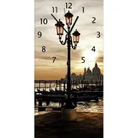 Wallario Design Wanduhr bedruckt, Größe 30 x 60 cm, Motiv: Venedig - Lagune bei Sonnenuntergang