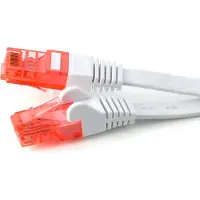 CSL-Computer 30m Flachband Netzwerkkabel Cat6, weiß/rot