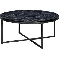 Lomadox Couchtisch mit Marmor Optik Schwarz B/H/T ca. 80/36/80cm