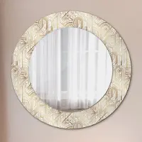 Wallfluent Runder Spiegel mit Modernem Aufdruck - Dekospiegel Wandmontage -art deco zusammensetzung- Ø60cm