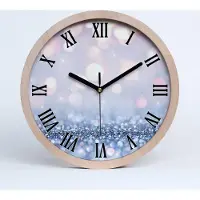 Tulup Holzuhr 25fi cm wanduhr - schwarze Spitzen - glänzender Hintergrund