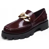 Nikcorp DREAM PAIRS Damen Mokassins in Burgunder mit trendigem Plateau - Größe 40