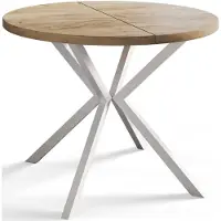 Alpi Möbel Alpi Moebel, Runder Esstisch Loft Liten, Modern Ausziehbarer Tisch 90-170 cm, Braun mit Weiß Metallbeinen