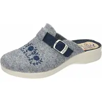 Fly Flot Damen Pantoffel Hausschuh PET recycelt zarte Blumen robust 320142, Größe:40 EU, Farbe:Grau