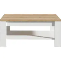 Syfax Couchtisch, Rechteckig, 100 x 60 x 45,7 cm, Eiche Weiß und Beige, 2 Ablagen, BOHOL