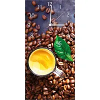Wallario Design Wanduhr bedruckt, Größe 30 x 60 cm, Motiv: Kaffee und Bohnen