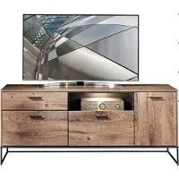 Lomadox TV-Sideboard im Industrial Design in Haveleiche Cognac mit graphit MINNEAPOLIS-55 inkl. LED-Beleuchtung B/H/T ca: 175/75/48 cm