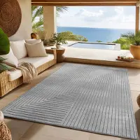 Ayyildiz Hali Outdoor Teppich wetterfest, Wohnzimmer, Schlafzimmer, Garten, Balkon, Kurzflor Hoch Tief,Waschbar Teppiche, Größe: 160 x 230 cm, Farbe: Silber-2