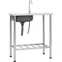 Syfax Camping-Spüle mit Wasserhahn Edelstahl