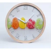 Tulup Holzuhr 30fi cm wanduhr - weiße Spitzen - farbige Gummibärchen