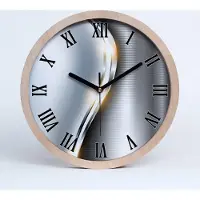 Tulup Holzuhr 25fi cm wanduhr - schwarze Spitzen - Metall Abstraktion