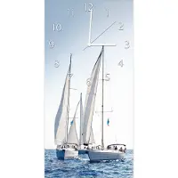 Wallario Design Wanduhr bedruckt, Größe 30 x 60 cm, Motiv: Segelschiff auf dem Meer