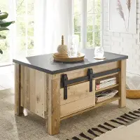 Lomadox Couchtisch SHELTON-61 in Old Style hell Nb. mit anthrazit, B/H/T: ca. 93/51/60 cm
