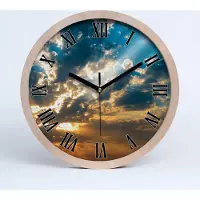 Tulup Holzuhr 20fi cm wanduhr - schwarze Spitzen - Sonnenuntergang Himmel