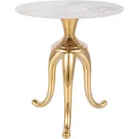 Feldmann-Wohnen Couchtisch Snake Wohnzimmertisch 48x48x55cm Farbe wählbarweiß Marmor / gold