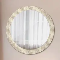 Wallfluent Runder Spiegel mit Modernem Aufdruck - Dekospiegel Wandmontage -art deco zusammensetzung- Ø80cm