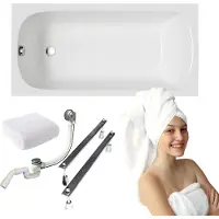 For you Aqua | Polimat Badewanne Classic - 170 x 70 Cm - Antibakterielle Beschichtung - Mit Siphon - Mit Füßen