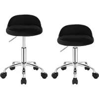 Woltu 2X Bürohocker mit Rollen, Drehhocker höhenverstellbar, Rollrocker mit niedriger Rückenlehne, Arbeitshocker Schwarz, Sitzhöhe 43-54,5 cm
