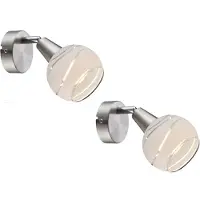 Globo Lighting 2er Set LED Wandleuchten Lampenschirm Glas, Wandlampen Strahler Wohnzimmer Flur