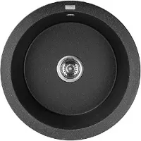 Laveo BADLAND Spülbecken Granitspüle Einzelbecken Rund II Dafne 51x51 Schwarz | Siphon im SET!