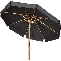 KOMFOTTEU 3M Sonnenschirm, Gartenschirm aus Buchenholz neigbar, Terrassenschirm Wasserabweisend & Sonnenschutz, Strandschirm robust mit 8 Streben