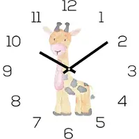 Levandeo Wanduhr Zootiere 30x30cm Glas Giraffe Kinder Uhr Glasbild Tiermotiv Wanddeko