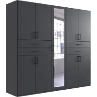 Wimex Kleiderschrank Taiga Drehtürenschrank mit Spiegel 225x58x210cm graphit (18891)