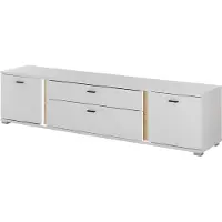 Lomadox Lowboard 200 cm breit weiß mit Eiche LOVENO-61