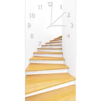Wallario Design Wanduhr bedruckt, Größe 30 x 60 cm, Motiv: Wendeltreppe aus hellem Holz