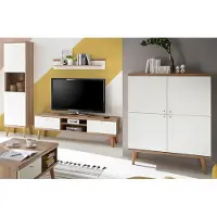 Furn.Design Wohnwand "Helge" in weiß und Eiche Riviera Schrankwand 4-teilig 337 x 197 cm