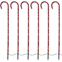 Gartenpirat Lichterkette 6er-Set Zuckerrohrstab 100 cm Zuckerstange je 10 LED rot Gartenstäbe