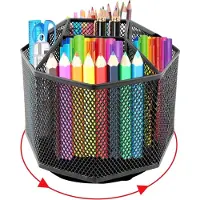 OEM Rotierender Büroorganizer 360-Grad-Drehbarer Mesh-Penhalter mit 5 Fächern Büro-Organizer mit Sortierfunktion Rotierender Papier-Organizer