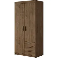 Mirjan 24 Kleiderschrank Elena 2D3S, Drehtürenschrank, Garderobe mit zwei Drehtüren und drei Schubladen, Kleiderstange (Farbe: Lefkas Eiche)