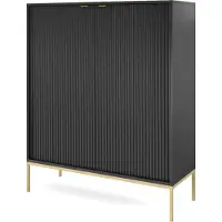 Masseno Kommode STELLARE 104 cm Highboard mit 2 Türen für Wohnzimmer Schlafzimmer Modern 104x39x125 cm Schwarz / Schwarz