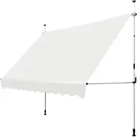 Costway Klemmmarkise 350cm breit mit Handkurbel, höhenverstellbar UV-beständig, für Balkon, Beige