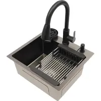 StarTech.com Küchenspüle - Einzelbecken - Edelstahl - 1-Loch - Mit Armatur - 45x40 cm - Schwarz