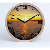 Tulup Holzuhr 20fi cm wanduhr - schwarze Spitzen - Meer Sonnenuntergang