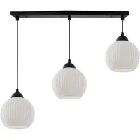 Light11 HOME Riffle Hängelampe Schwarz 3-Plattig Weisser Lampenschirm Kugel E27