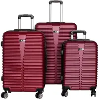 Linder Exclusiv GmbH Linder Exclusiv Kofferset, Reisekofferset MC3079 Burgund, Hartschalenkoffer, Doppeltragegriff mit Zahlenschloss, Trolley Reisekoffer 3tgl 4 Rollen Reisekoffer