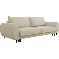 Mirjan 24 Sofa Sonia, Schlafsofa mit Bettkasten und Schlaffunktion, Holzfüße, Wohnzimmer Polstersofa, Rückenlehne in Form beweglicher Kissen (Farbe: Onega 02)