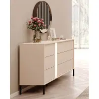 Meble Laski Kommode Schubladenkommode Dast 137x39,5x81cm beige mit LED-Beleuchtung