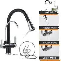 OEM Küchenarmatur, Dual-Handle-Design, Ausziehbare Sprühfunktion, Schwarzes Chrom