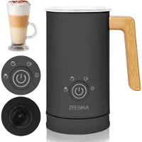 Zeegma Milkee Milchaufschäumer mit Heizung, 500 W, 4 funktionelle Aufschäummodi, Aufschäumen von 115 ml Milch und Erhitzen von 240 ml Milch - Schwarz