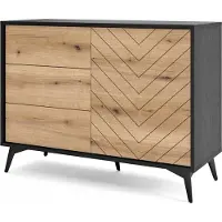 Emporius Furniture Sideboard mit Schubladen Emerald - Kommode Loft Stil - Möbel vom Hersteller (Evoke Eiche / Schwarz)