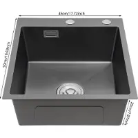OEM Edelstahlküchenspüle, 50 kg Tragfähigkeit, Zweiloch-Design, 50*45*20 cm, schwarz
