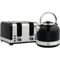 Fortuna Lai Wasserkocher- und Toaster-Set, 7 Bräunungsstufen, 1,7 L, Kunststoff, Edelstahl, Schwarz
